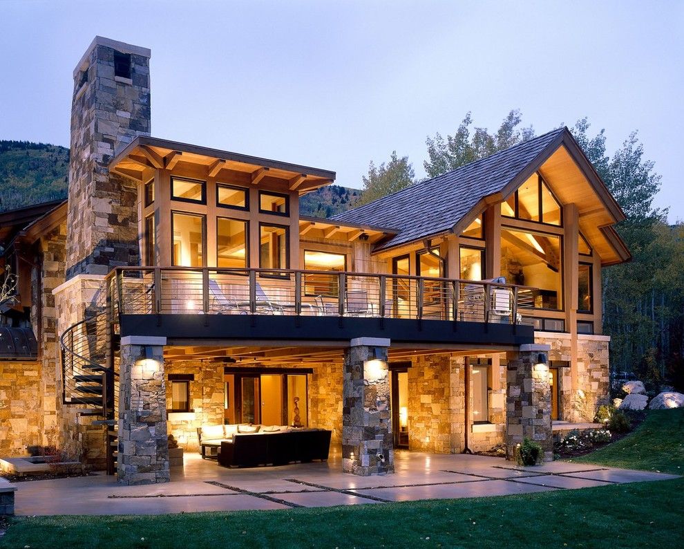 Walkout Basement House Plans For A Rustic Exterior With A Stacked Stone House And Aspen Projects