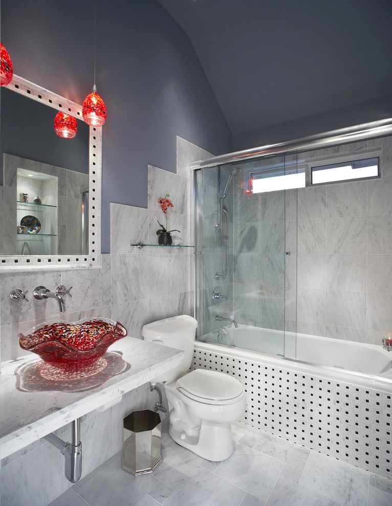 Alumax for a Eclectic Bathroom with a Vessel Sink and Small Bath Remodel by Usi Design & Remodeling