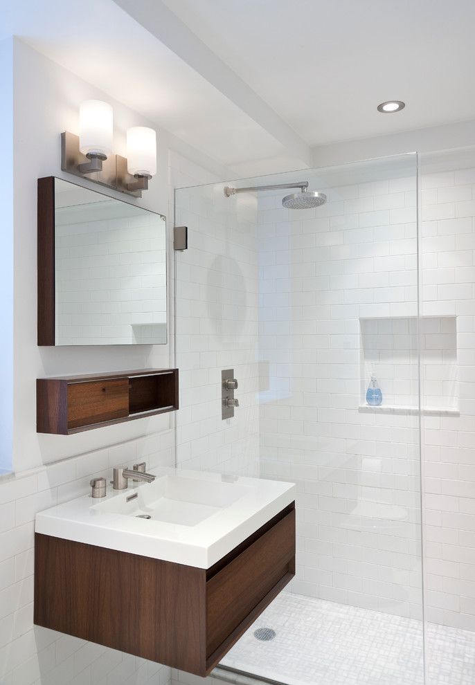 Bullnose Tile San Jose for a Contemporary Bathroom with a Two Handle Faucet and East End Avenue Apartment by Weil Friedman Architects