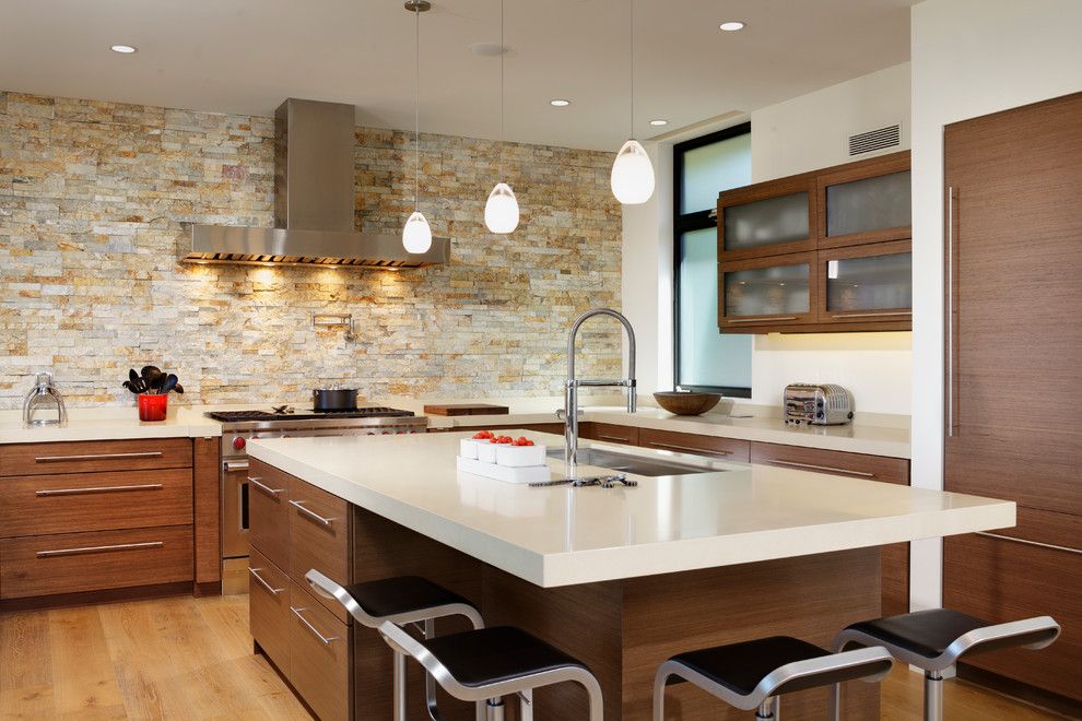 Dornbracht for a Contemporary Kitchen with a Sink in Island and Corona Del Mar Beach Bungalow by by Design