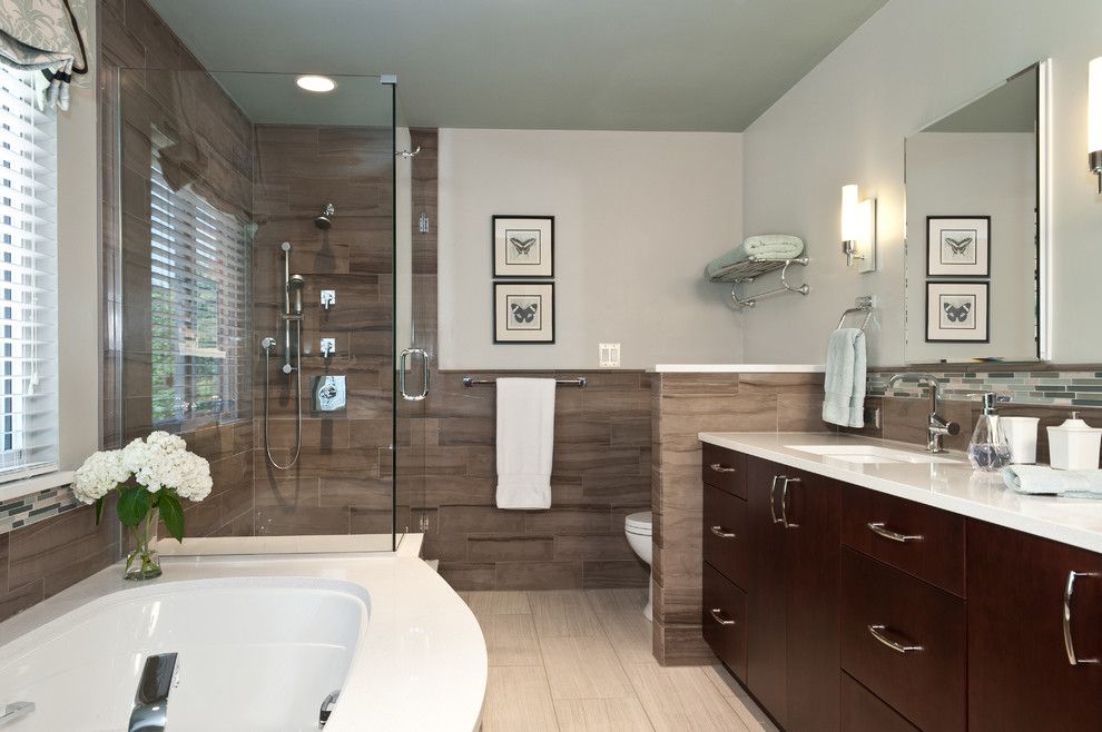 Rsi Kitchen and Bath for a Transitional Bathroom with a Large Subway Tile and Bridwell Bath by Rsi Kitchen & Bath