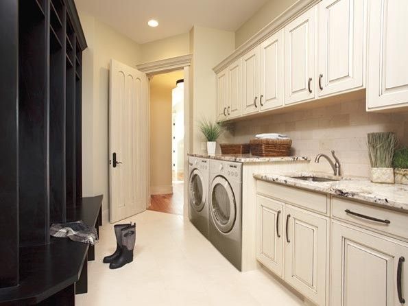 Sensa Granite for a Traditional Laundry Room with a Traditional and Storeage Examples by Gavin Rae / Legacy Kitchens