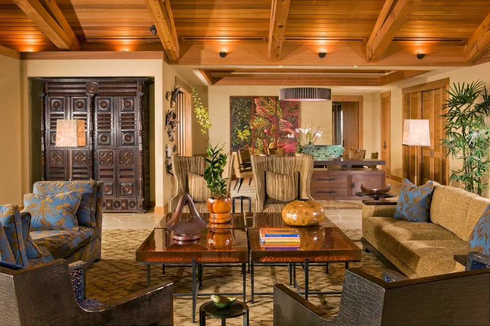 Tradewinds Furniture for a Tropical Living Room with a Donghia and Living Room by Saint Dizier Design