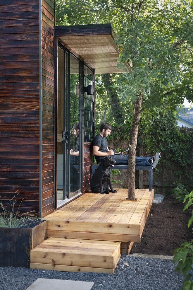 Treehouse Austin for a Modern Home Office with a Addition and 92 Square Foot Backyard Office by Sett Studio