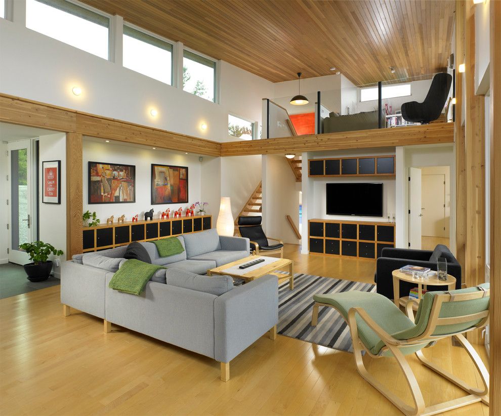 Turkel Design for a Contemporary Living Room with a Cedar Liner and Turkel Design for Lindal Cedar Homes 70626 by Lindal Cedar Homes