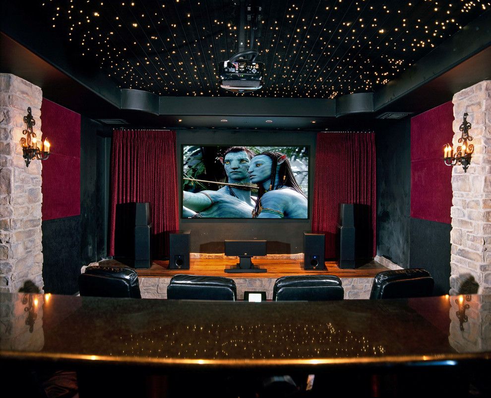 Poway Theater for a Traditional Home Theater with a Wood Stage and Home Theater by Creative Sound and Integration