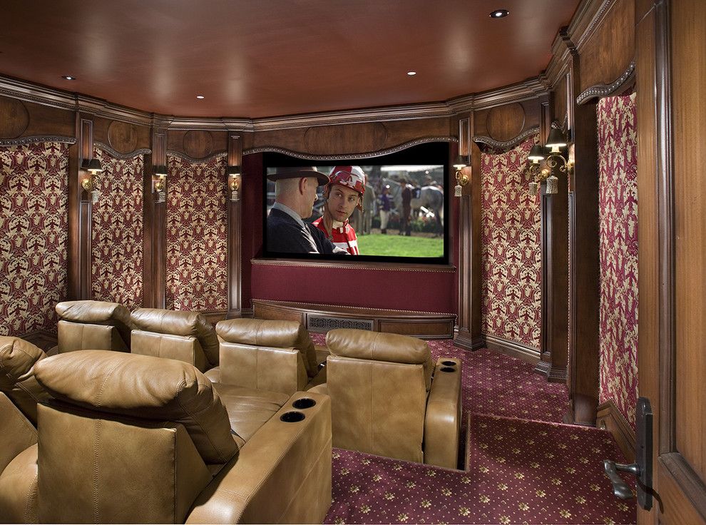 Leesburg Movie Theater for a Traditional Home Theater with a Wood Molding and Theatre by Bess Jones Interiors