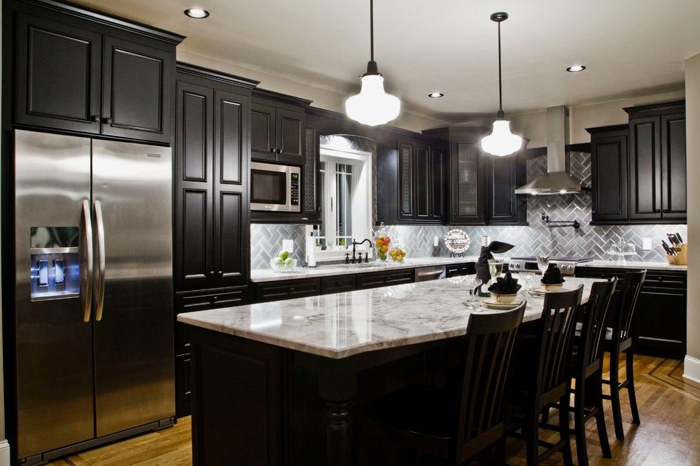 Marble Slab Locations for a Traditional Kitchen with a Black Kitchen Cabinets and Traditional Kitchen Designs by Kitchen and Bath World, Inc