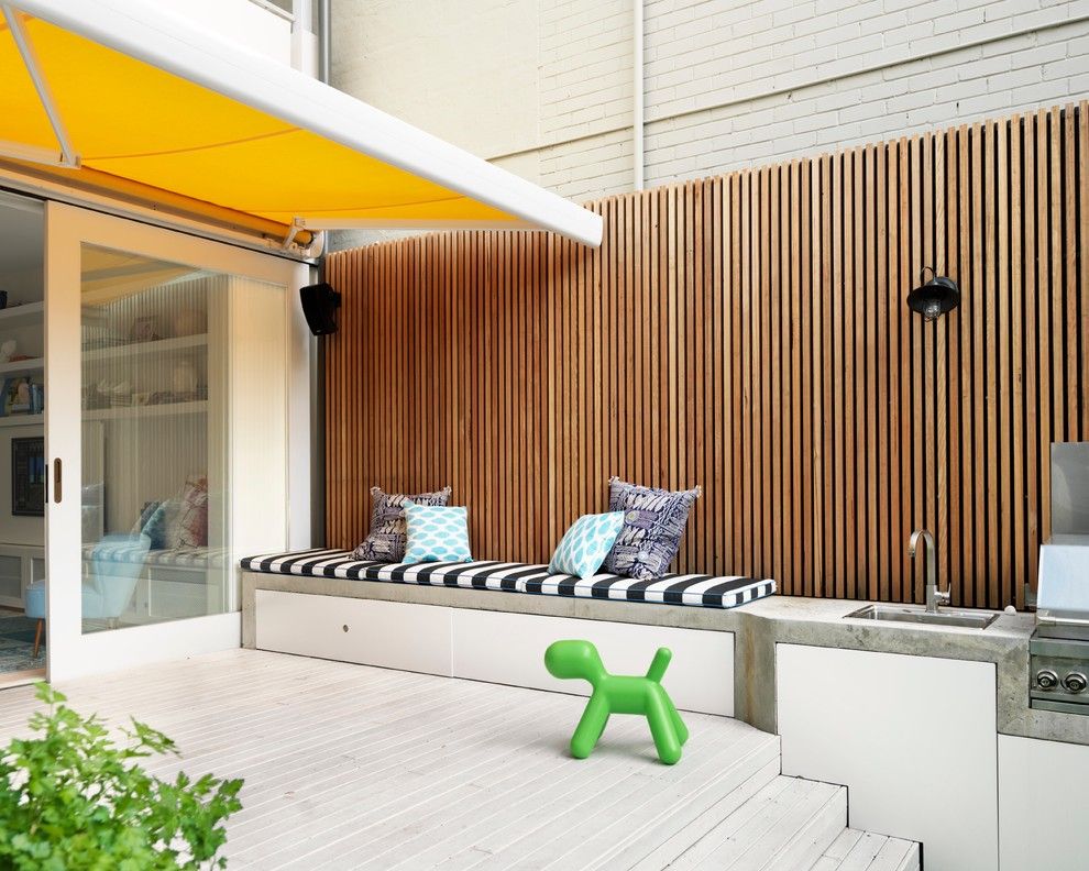 Stash Furniture for a Contemporary Deck with a Seat Cushions and Luigi Rosselli Architects   Paddington Terrace House by Luigi Rosselli Architects